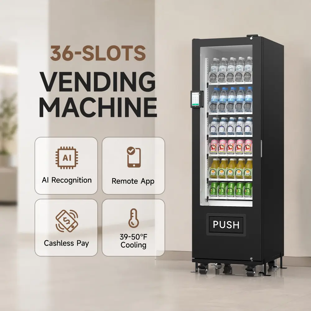 PACAU Commercial Vending Machine, Vending Machine Snacks and Drinks Combo with Credit Card & NFC Cashless Payment, Snack Drink Vending Machine for Offices Malls Schools, Wide Variety Easy Operation