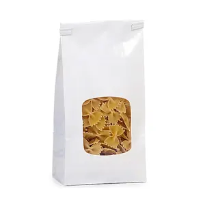 1 lb White Window Coffee Bags - 4-3/4in. x 2-1/2in. x 9-1/2in. - Pack of 100 (300250) - Coffee Packaging, Window Bags