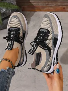 Spring New Women's Casual Sports Shoes, Sporty Running Shoes, Running Training Shoes, Lightweight Soft Sole, Outdoor Comfort Anti-Slip Walking Shoes, Low Top Lace-Up Running Shoes