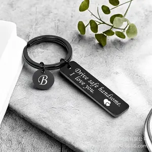 26 Letters Drive Safe Stainless Steel Keychain Small Gift Graduation Present Pendant