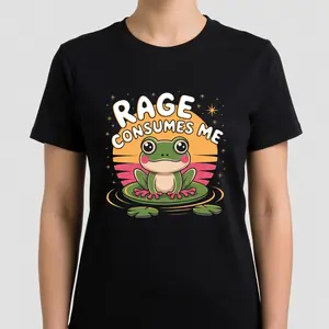 Rage Consumes Me Frog Graphic Tee, Retro Style Funny Design, Perfect Gift for Frog Lovers, Cool Casual Short Sleeve Top, Unisex, Comfortable, All‑Season Wear