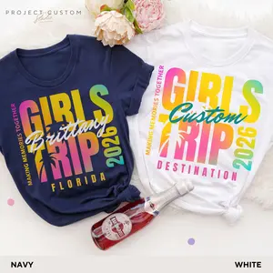 Custom Girls Trip 2026 T-Shirt, Personalized Girl Gang Vacation Tee, Matching Group Shirts, Beach Summer Vacay Mode Outfit, Bachelorette Trip Gift