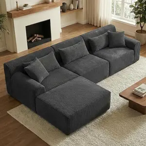 Winzoo Modular Couch Compression Sectional for Living Room Cloud Comfy Minimalist Breathable Ottoman with Backrest Armrest