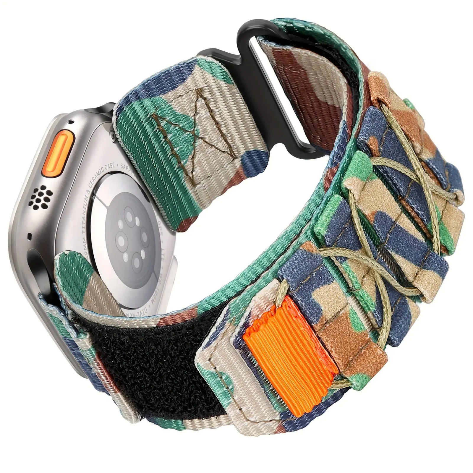 Nylon Sport Strap Compatible with Apple Watch Canvas Strap for Ultra/Ultra 2 49mm, 45mm, 44mm, 42mm. Apple Watch SE/Ultra/Ultra 2/Series 9/8/7/6/5/4/3/2/1 Series Sport Bezel Replacement Strap, Braided Strap Series, Accessories, Wearable