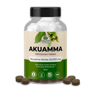 Amazing Botanicals Akuamma Extract Tablets – 200 mg 100X Extract 20,000mg | Focus and Clarity – Boosts Mood, Relieves Stress, Promotes Calmness, 30 Tablets