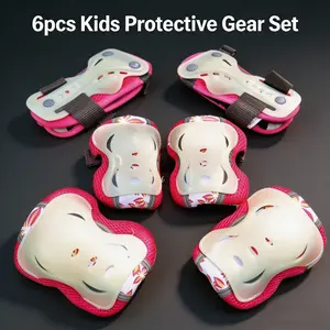 BAT DASH Glow in the Dark 6pcs Kids Protective Gear Set, CPSIA Certified for Ages 5-10, Impact Resistant Knee Pads Elbow Pads Wrist Guards for Skateboard Cycling Scooter Skating
