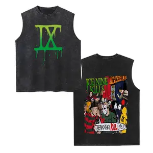 Ice Nine Kills Band Unisex Vintage Washed Cotton Vest, Retro Band Print Sleeveless Shirt, Casual Regular Fit, Perfect Boyfriend Gift