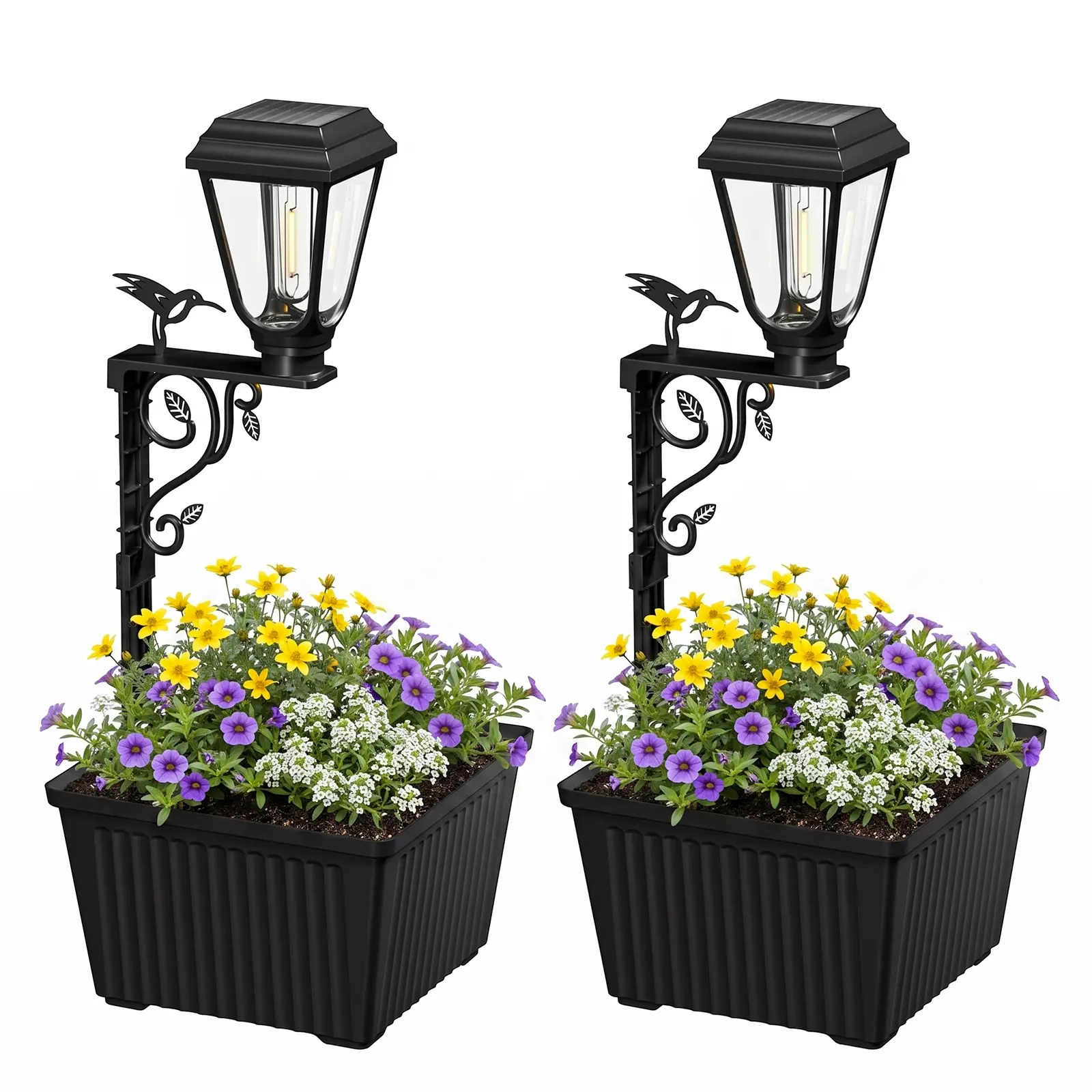 Brightown 1/2 Solar Column Light (with Flower Pot), suitable for holiday and wedding decorations, indoor and outdoor displays, 2-in-1 outdoor solar column light - suitable for porches, gates, walls, patios and roadside decorations.