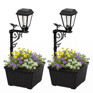 Brightown 1/2 Solar Column Light (with Flower Pot), suitable for holiday and wedding decorations, indoor and outdoor displays, 2-in-1 outdoor solar column light - suitable for porches, gates, walls, patios and roadside decorations.