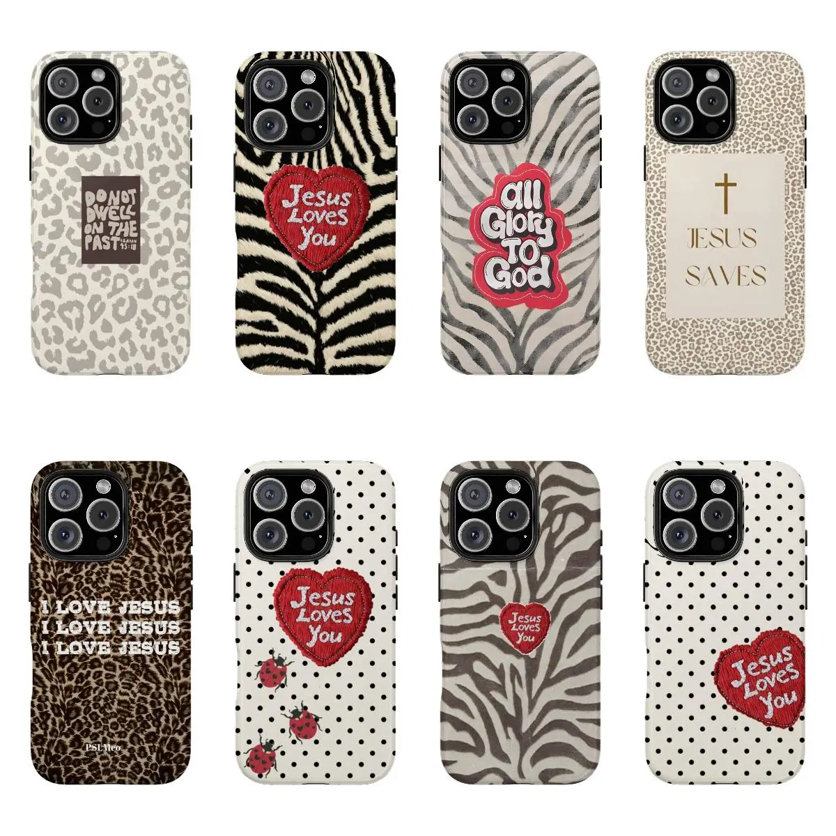 Jesus Saves Leopard Luxe Case- Faith Statement Neutral Glam, Love God Compatible with iPhone 17 16 15 14 13 12 11 X Plus/Air/Pro Max/Pro, Tough Phone Case