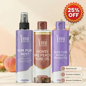 Feminine Hygiene Bundle - Yoni Wash, Pum Pum Mist, Honey Bae Peach Yoni Oil, Prevents Bad Odor & Maintains Healthy pH Levels, Gentle Care - Cleansing