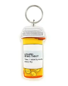 Silly Lexapro Pill Bottle Shaker Keychain (Moving Parts)