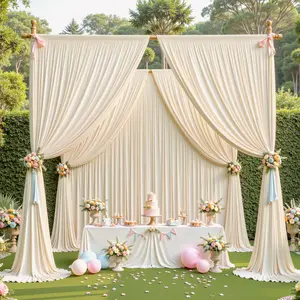 5FTx12FT Backdrop Curtain Panel with Rod Pocket, Wrinkle Resistant Polyester Backdrop Drape for Wedding, Baby Shower, Birthday Party, Photography Background Decoration