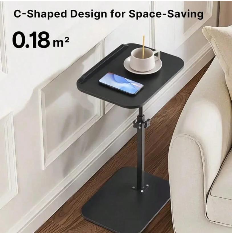 1pc Portable Adjustable Side Table/Laptop Table, 360° Rotation, Suitable For Home Office, Study, Sofa And Bedside Use, Stylish Design Workstation, Remote Worker, Mother'S Day, Christmas Gift