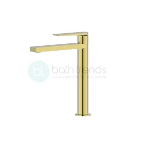 Aquamoon Havana Collection Single Lever Bathroom Vessel Faucet Brush Gold Finish Adjustable Flow Control