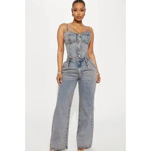 Cassie Denim Pant Set - Vintage Wash 4