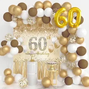 LaVenty 23PCS 60th Birthday Decorations for Women Gold Glitter Happy 60th Birthday Banner Party Decor 60 Year Old Party Decorations Gold Happy Birthday Party Supplies outdoorfun