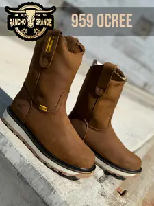 Oil Resistant Work Boots Pull-on Botas de Trabajo Resistentes Aceite 100% LEATHER/PIEL