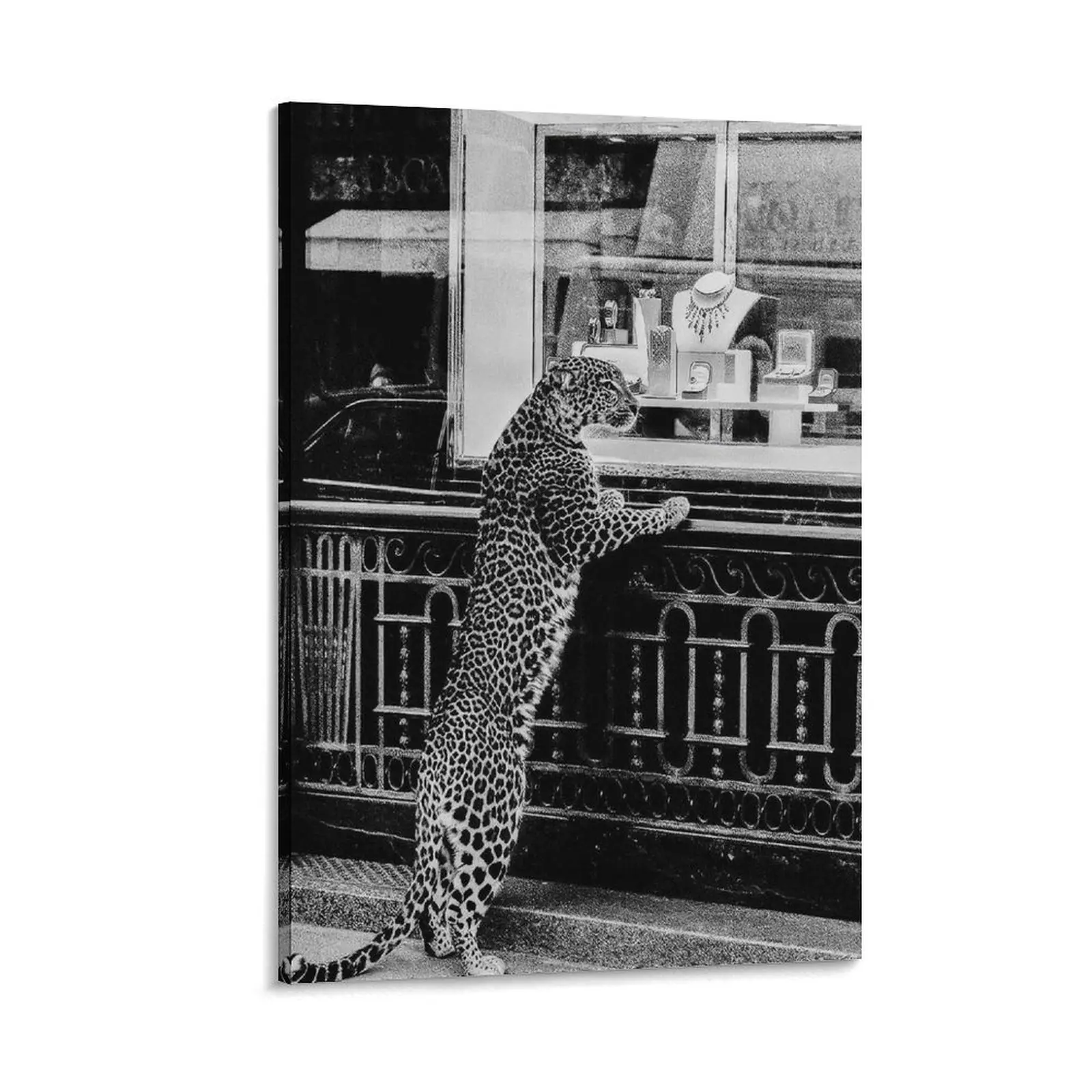 Black and White Cheetah Animal Print Canvas Wall Art - Customizable, Multi-Size Decorative Room Decor for Bedroom, Bar & Gift Option