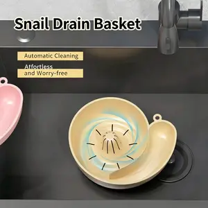Snail Drain Basket - Automatically Cleans Vegetables with Water & Filters - Adorable Snail Shape for Small Kitchens - Easy to Rinse Clean - No Hands Required