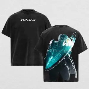 Halo Master Chief Become Hope Vintage Wash Graphic T-Shirt Heavyweight Cotton Streetwear Oversized Gaming Tee for Men and Women Xbox Fan Gift High-Quality Distressed Wash Shirt