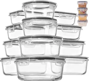 Value Pack 12-Piece Glass Meal Prep Containers with black Lids, Leakproof Airtight BPA-Free Bento Boxes, Microwave Safe for Home & Family Use, Reusable Kitchen Must-Have for Easter & Mother’s Day Gifting