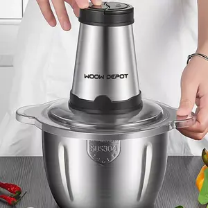 2L  Food Processor & Meat Grinder - 2 Free Dishwasher-Safe Blades & Bowls, Pure Copper Motor for Homemade Puree/Nuts/Meat,  Quiet Design for Family Cooking