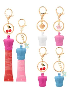 Set of 4 Summer Friday 0.5 oz Lip Balm Keychain Caps Cute Keychain Compatible with 0.35 oz Lip Balm (No Lip Balm)