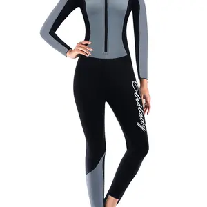 Women's Colorblock Zipper Design Long Sleeve Diving Suit, Casual Comfy Waterproof Wetsuit Rash Guard for Outdoor Swimming, Women's Swimwear for All Seasons, Diving Gear