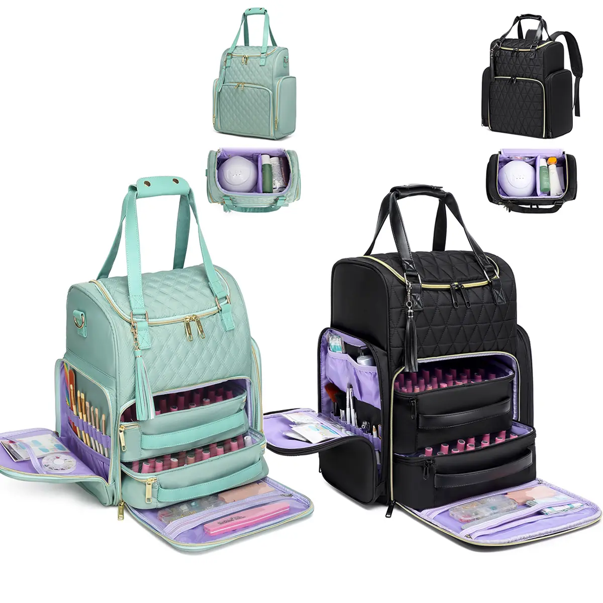 Nail Polish Organizer Bag, Large Capacity Portable Nail Tech Backpack, Multi-compartment Manicure Tool Storage Case, Travel Nail Supply Carrying Bag for Nail Technician