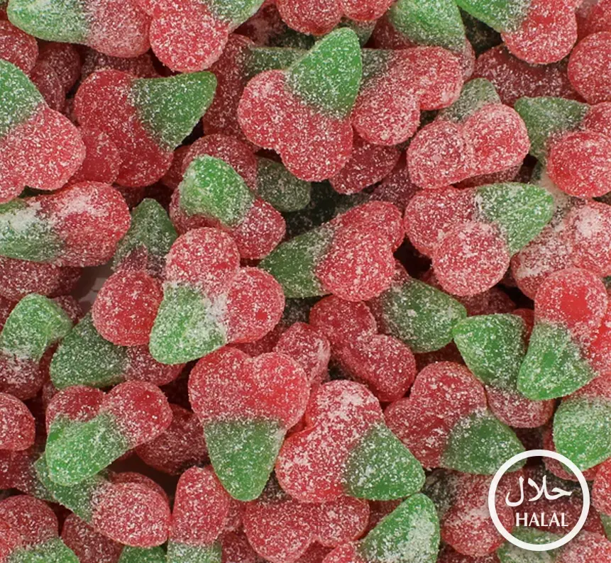 Halal Fizzy Twin Cherry Gummy Candy - Sweet and Chewy Snack with Fruity Cherry Flavor
