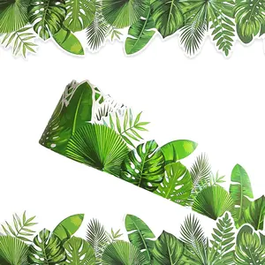 69 Feet Straight Rolled Border Trim with Tropical Leaves Patterns Bulletin Board Borders for School Classroom Offices Doors Decoration Strips