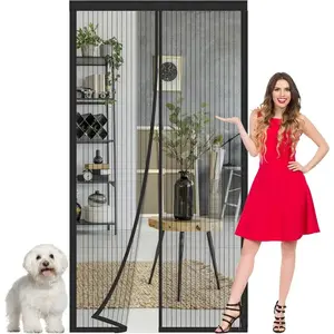 Mesh Magnetic Screen Door, Breathable Door Curtain, Outdoor Screen Fence, Easy To Install, Automattic Closure