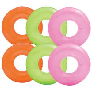 Intex Colorful Transparent Inflatable Swimming Pool Tube Raft (6-Pack) | 59260EP