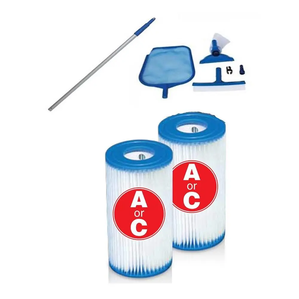 Intex Pool Cleaning Vacuum Skimmer & Pole Set + Type A or C Filter Cartridges Intex Pool Cleaning Vacuum Skimmer & Pole Set + Type A or C Filter Cartridges