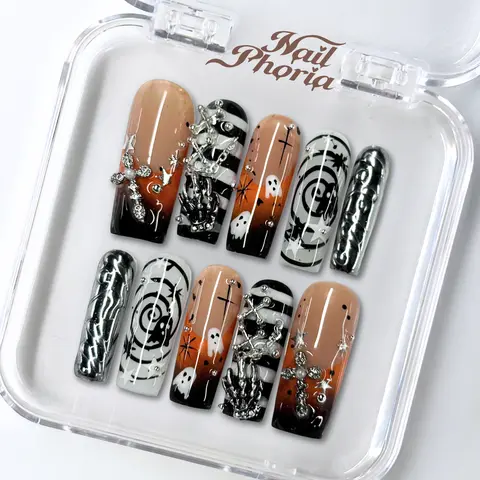 NailPhoria｜TWILIGHT TERROR Halloween Style Handmade Press On Nails Reusable/Long-Lasting / Salon-Grade