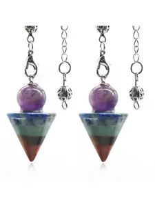 Natural crystal multicolored stone pendulum, gemstone cone-shaped pendant with intricate craftsmanship