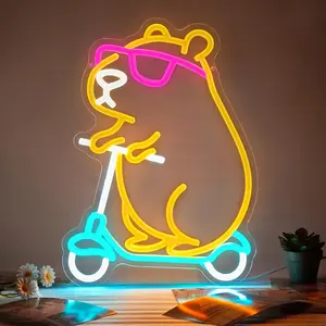 Capybara Neon Light Animal Shape LED Wall Decor, Adjustable Dimmable LED Lamp, Kids Room Party Decoration, Birthday Gift