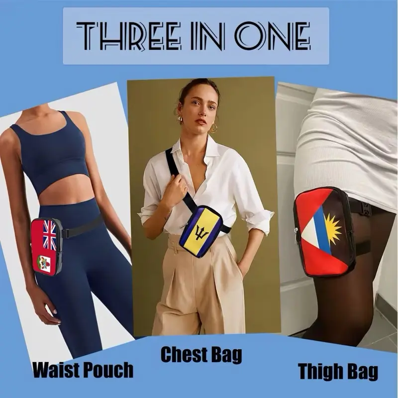 Custom Design 200 pieces 3 in 1  Pouch - Thigh Bag, Chest Pouch & Waist Pouch -Flag Designs or Custom logo and design