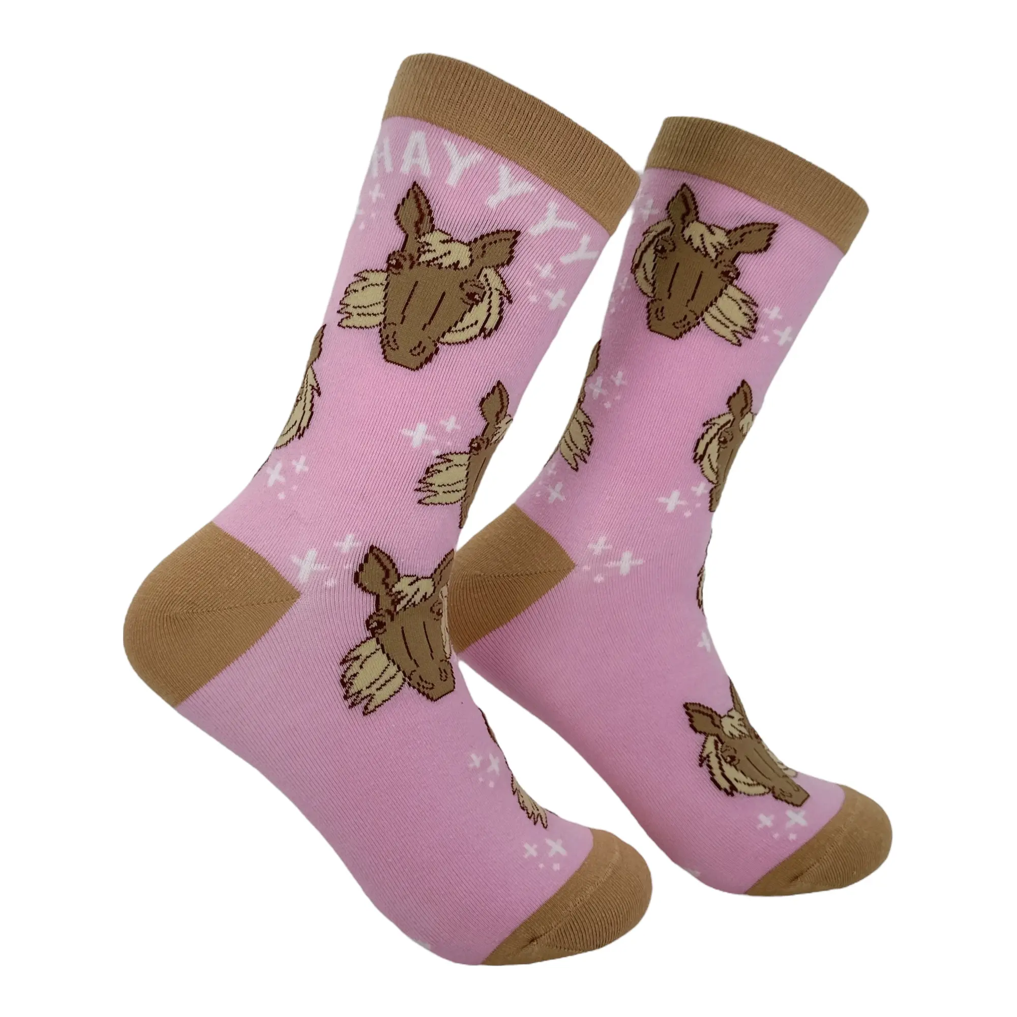 Women's Hayyyy Socks Funny Sarcastic Horse Graphic Novelty Footwear for Ladies Funny Graphic Socks Comfortable Fitted Spandex Cotton