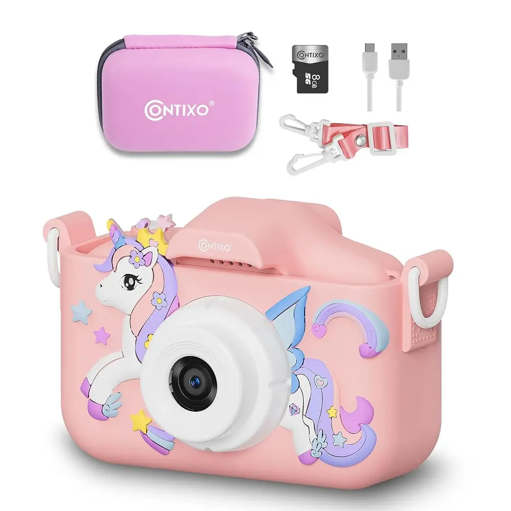 Contixo KC3A Kids Digital Camera - 1080P, Selfie Mode, 8X Zoom, Games, Sound Recording, 8GB SD Card, Charging Function - Point & Shoot Camera for Ages 3-8