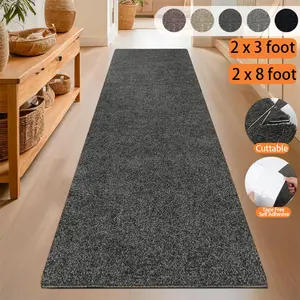 1 Pcs Cuttable Area Rug 2 x 3 Feet/2 x 8 Feet Non Slip Carpet Stair Treads Landing Mat Self Adhesive for Kitchen Entryway Washable Rug Indoor Doormat Reusable Non-Slip Hallway    Stair  Mat Set