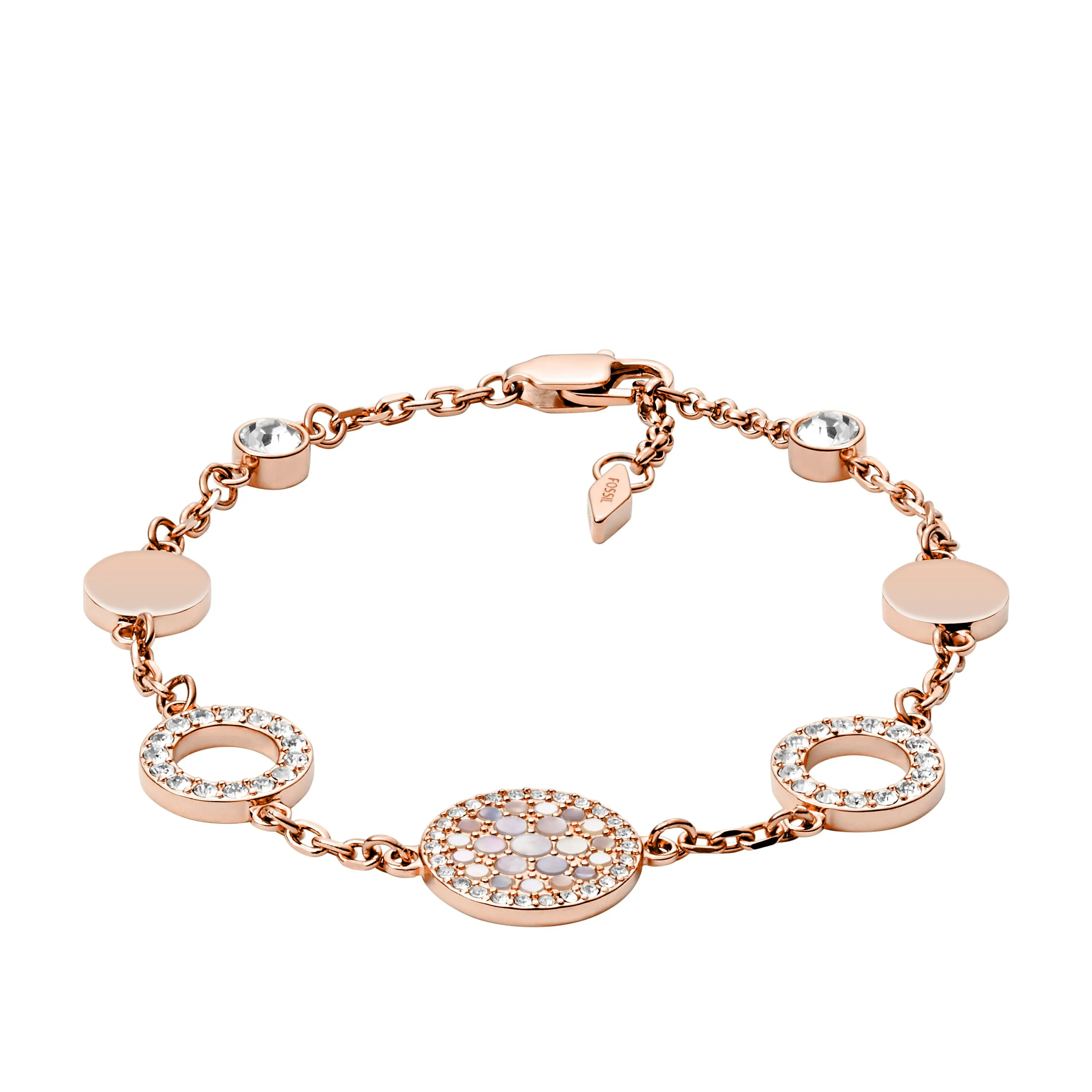 Fossil Women's Merrit Mosaic Mother-of-Pearl Iconic Gltiz Station Bracelet