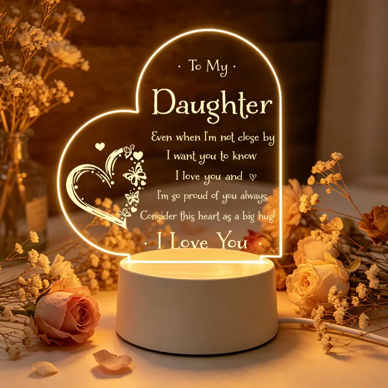 Afterprints Daughter Gifts - to My Daughter Engraved Night Light, Mothers Day Gifts for Daughter, Daughters Gift from Mom Dad on Birthday, Graduation, Wedding, Unique Night Lamp