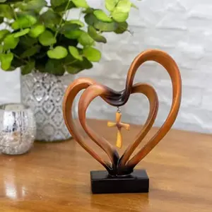Wall Cross Jesus Interwoven Heart Resin Sculpture, Easter Jesus Cross Decor, Home Office Valentine's Day Decoration, Unique Party Centerpiece, Religious Home Decor