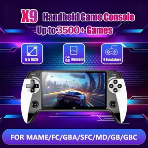 X9 Handheld Game Console, Rechargeable Portable Gaming Machine, 5.5 Inch HD Screen, Retro Arcade with 3500 Games, Home & Travel Use, Portable Gaming System
