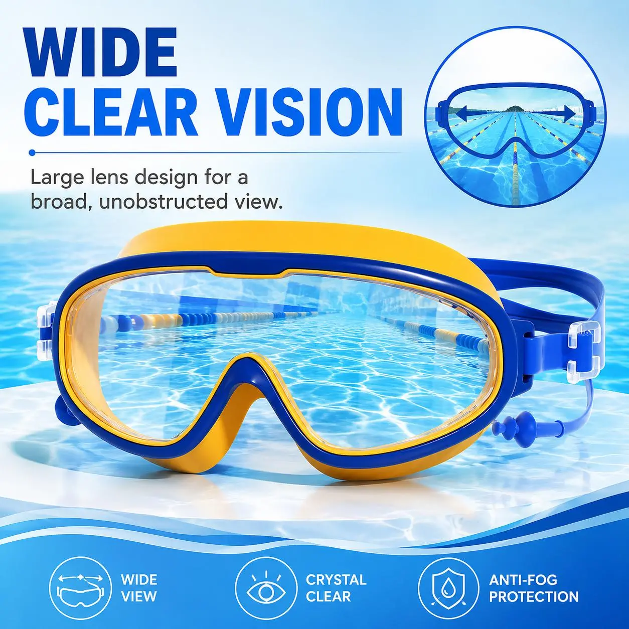 【summervibes】No-Leak Full Face Swim Mask, Large Panoramic View Snorkel Goggles for Beach Trips, Pool & Ocean Activities