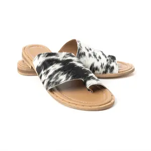 Myra Kimmee Trail Hairon Leather Sandals for Women â€“ Open-Toe Flat Slide for Ranch & Summer Wear