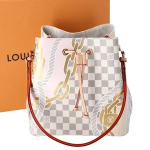 Pre-owned Louis Vuitton Canvas Shoulder Bags Neonoe MM Bucket Bag Multicolor Damier Azur N40474 Nautical Limited Edition