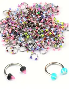 Acrylic Horseshoe Septum Rings, 10/20pcs Circular Barbell Lip Labret Eyebrow Jewelry, Cartilage Tragus Piercing Earrings, Body Piercing Jewelry, Random Colors & Patterns